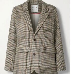 Alex Mill XS Houndstooth Jacket in Brown and Cream